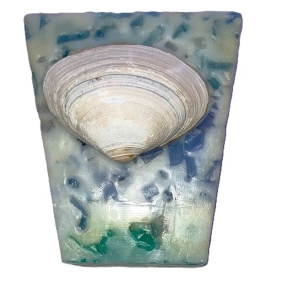 Hand Poured CANDLE Ocean Beach Nautical Seashell Square - Picture 1 of 13